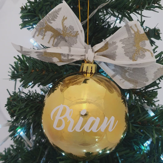 Personalised Luxury Christmas Bauble - Golden Reindeer - 8cm