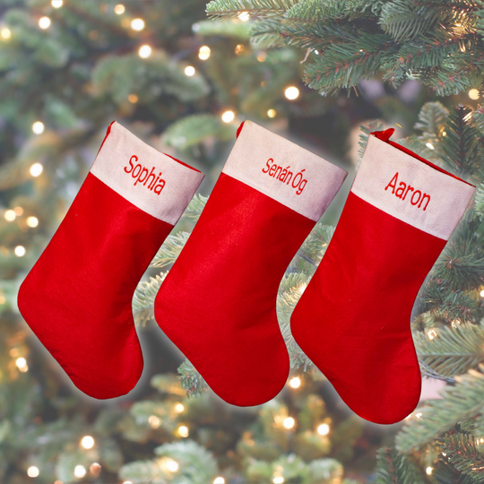 Personalised Christmas Stocking - Traditional Red & White Felt - More the Merrier