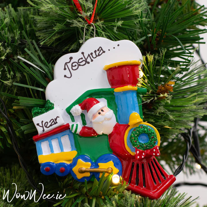 Personalised Christmas Gift Set - Bailey Bear and Personalised Christmas Ornament  -Santa Train