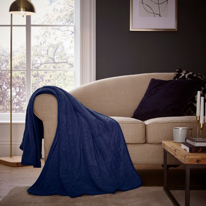 Silentnight Heated Throw - Soft NAVY Colour NOT PERSONALISED