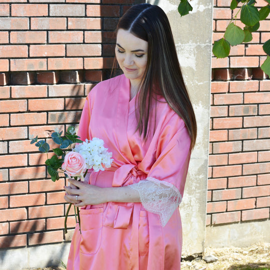 Personalised Lace & Satin Robe - Coral Island - Luxury Gift