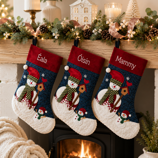 Personalised Felt Christmas Stocking - Snug Snowman