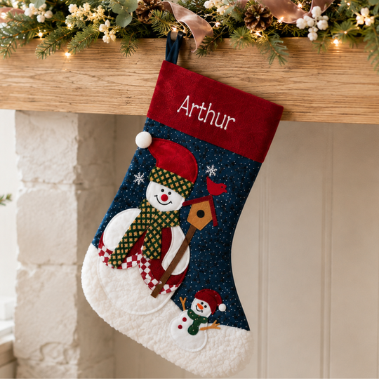 Personalised Felt Christmas Stocking - Snug Snowman
