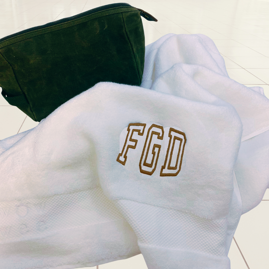 Personalised Luxury Monogrammed Towel - Upgrade with Matching Wash Bag
