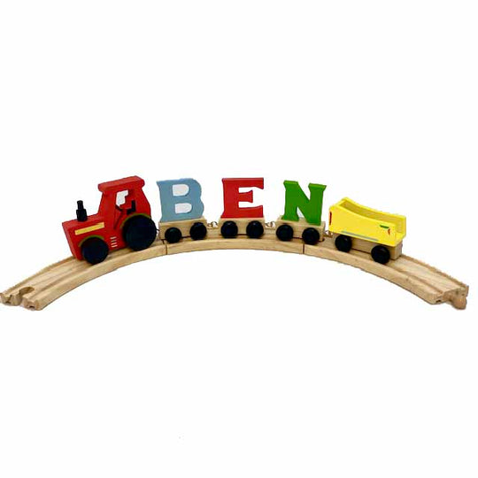 Personalised Wooden Tractor and Trailer - with Track