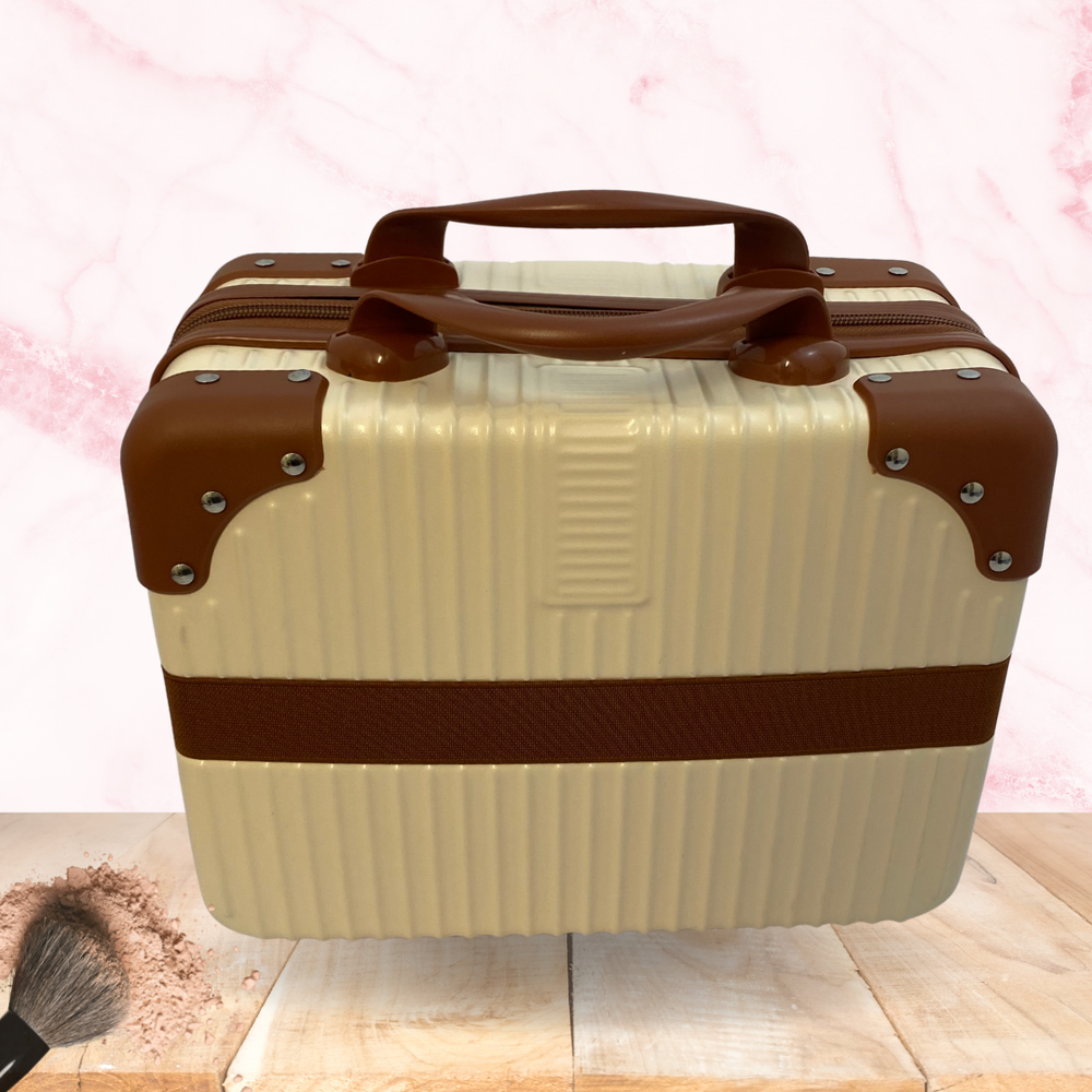 Hard Shell Vanity Case - Tan & Brown