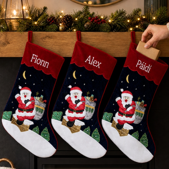 Personalised Christmas Stockings - Velvet Santa