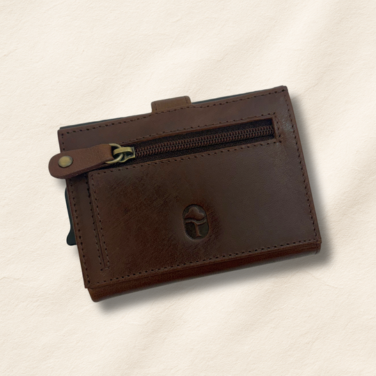 Personalised Brown Leather Pop-Up Wallet