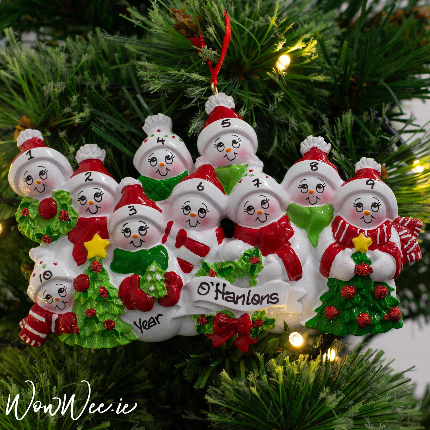 Personalised Christmas Ornament - Snow Family 10 People - WowWee.ie Personalised Gifts
