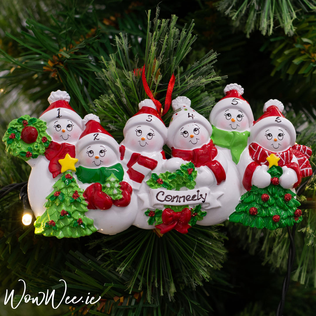 Personalised Christmas Ornaments - Snow Family 6 - WowWee.ie Personalised Gifts