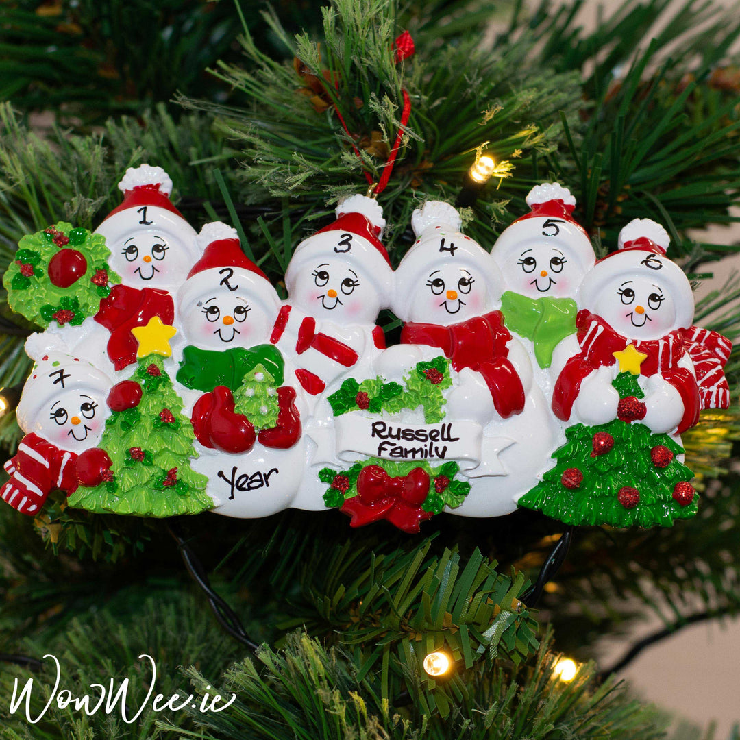Personalised Christmas Ornament - Snow Family 7 People - WowWee.ie Personalised Gifts