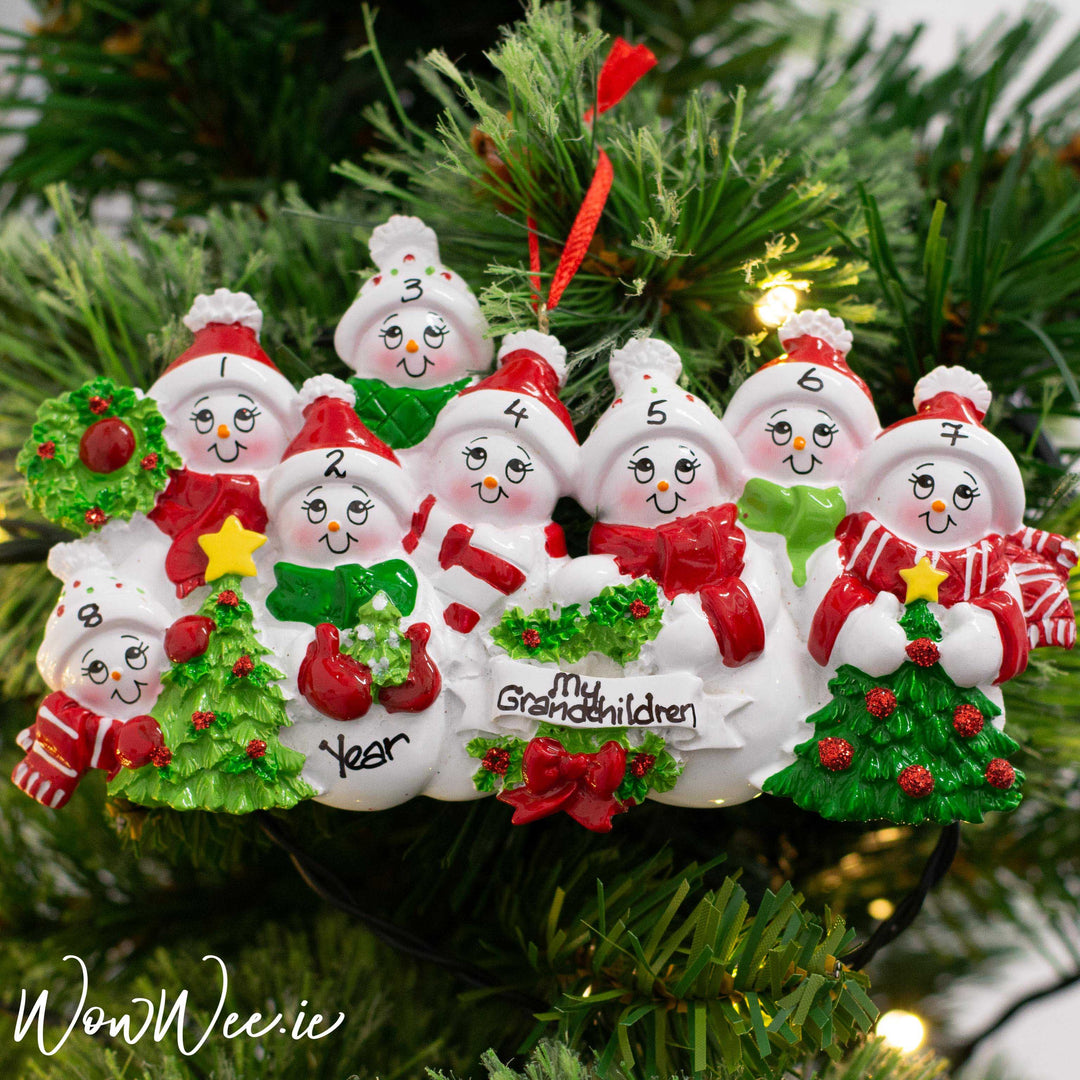 Personalised Christmas Ornament - Snow Family 8 People - WowWee.ie Personalised Gifts
