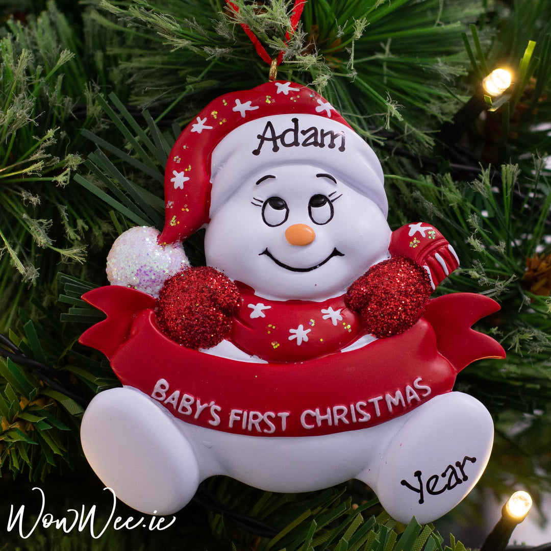 Personalised Christmas Tree Decoration for a special little baby's first Christmas. Always remember the joy of the occasion with this Personalised Christmas Ornament.