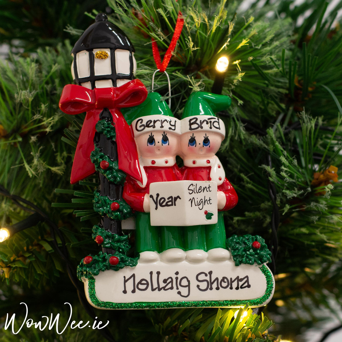Personalised Christmas Ornament - Caroler Couple | Personalised Christmas Ornament for Couples | Personalised Christmas Tree Decorations | WowWee.ie