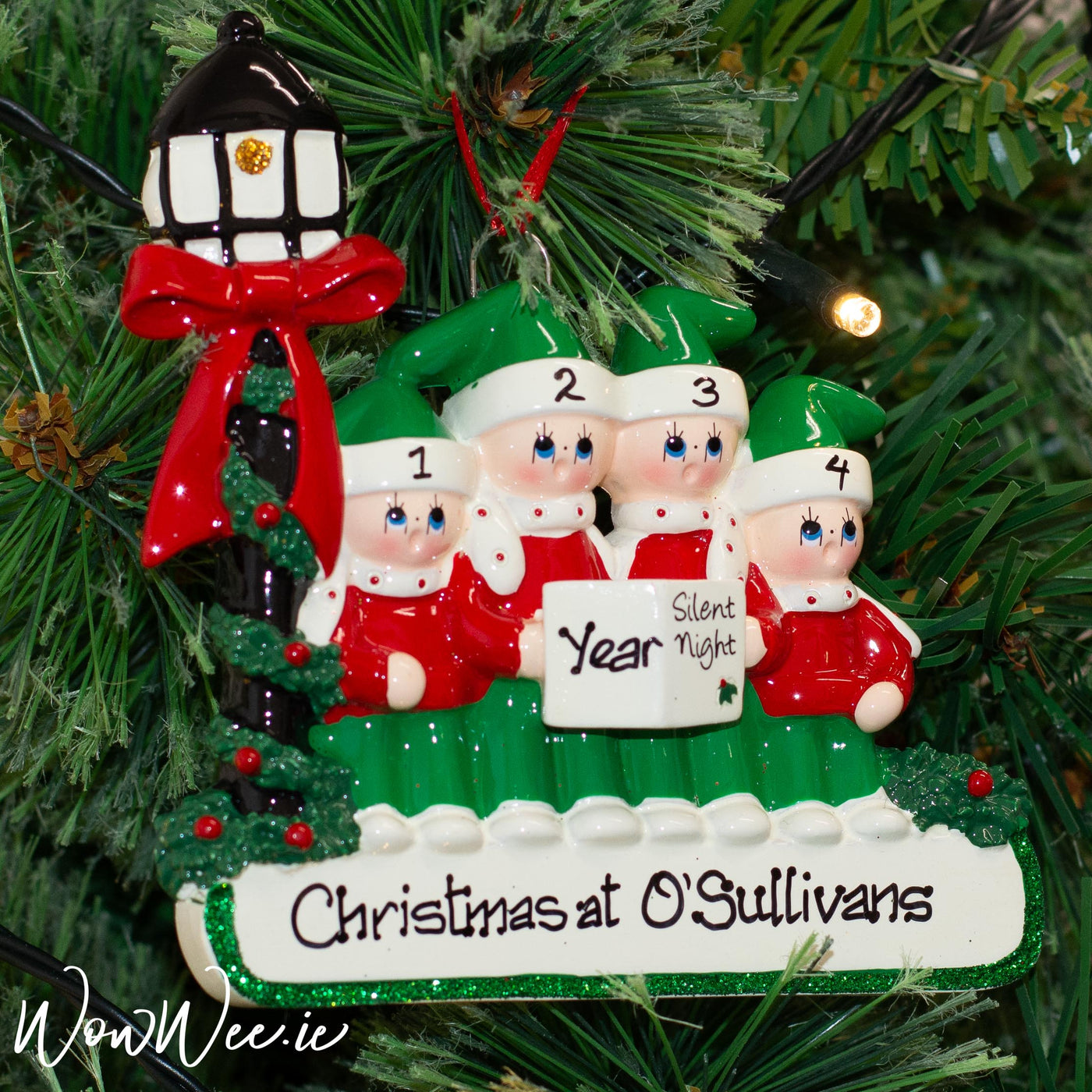 Personalised Christmas Ornament - Caroler Family 4 - WowWee.ie Personalised Gifts