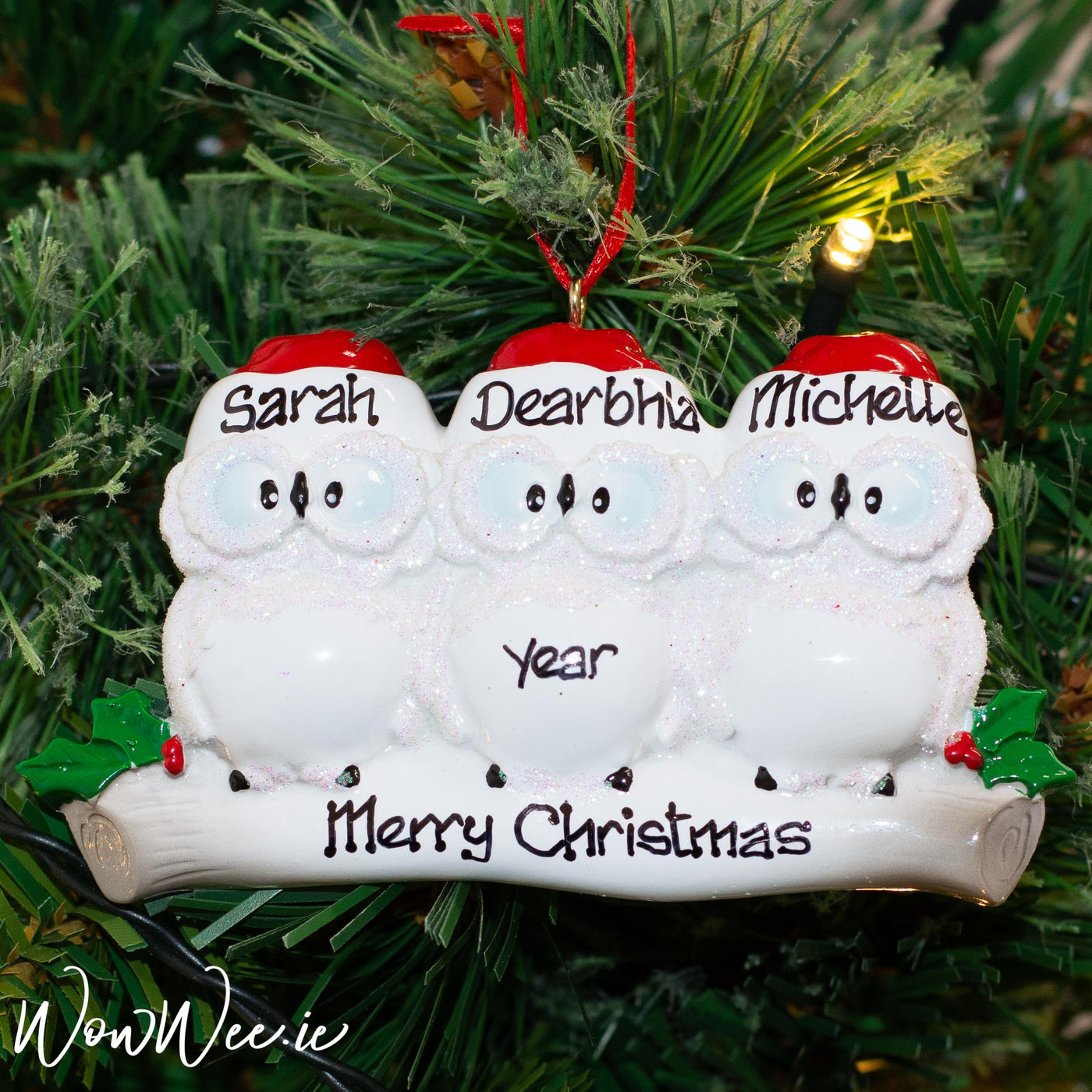 Personalised Christmas Ornament - Wise Owl Family 3 - WowWee.ie Personalised Gifts