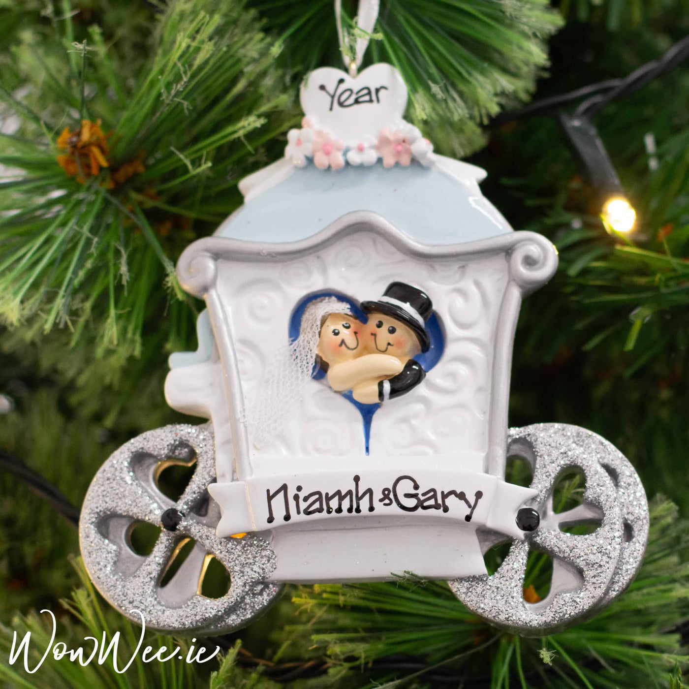 Personalised Christmas Ornament - Wedding Carriage - WowWee.ie Personalised Gifts