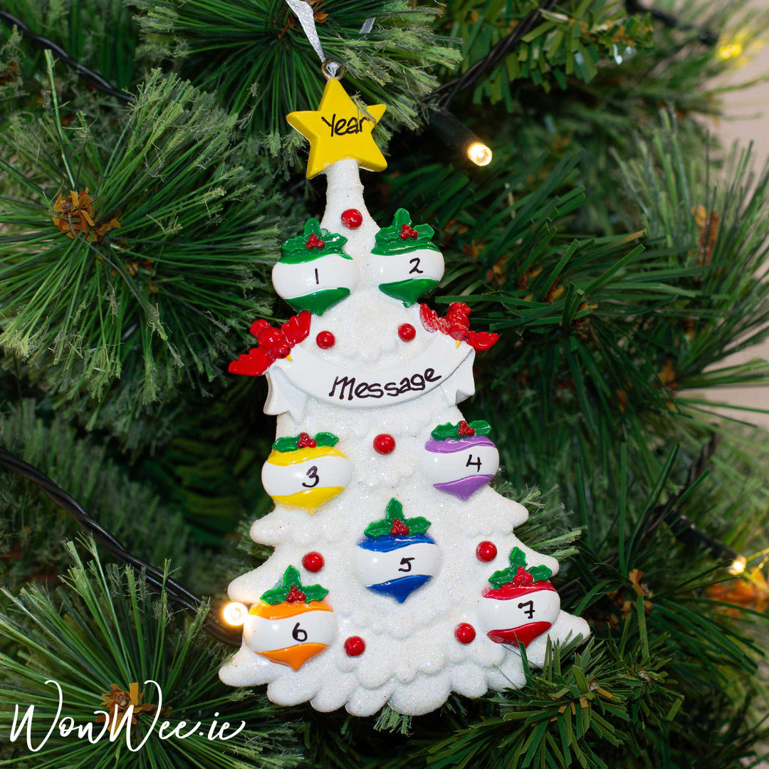 Personalised Christmas Ornament - White Tree 7 - WowWee.ie Personalised Gifts