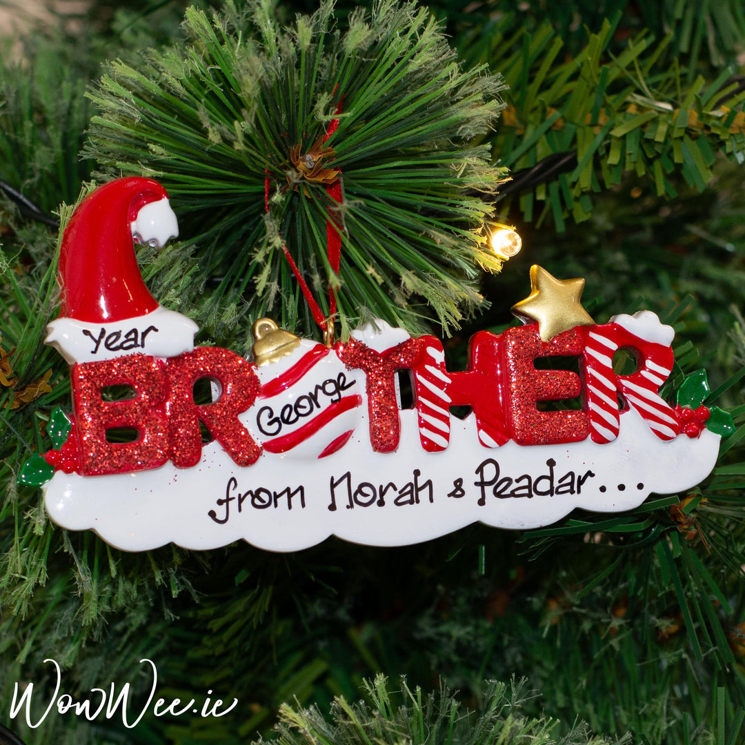 Brother can be difficult to shop for at Christmas but this Personalised Christmas Ornament is the perfect way to wish them a Merry Christmas and a gift that they can enjoy year after year. 