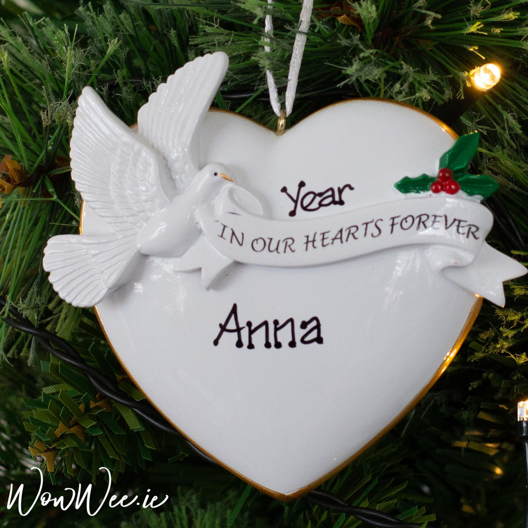 Personalised Christmas Ornament - In Our Hearts Forever with Holly - WowWee.ie Personalised Gifts