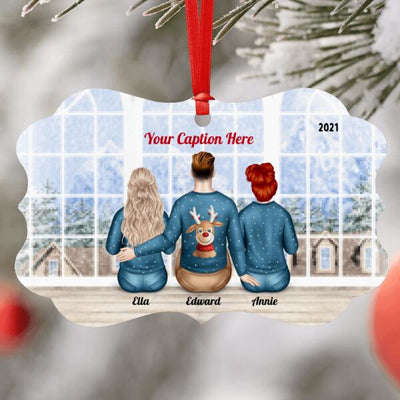 Personalised Christmas Jumpers Ornament - Siblings/ Friends 2 Female & 1 Male