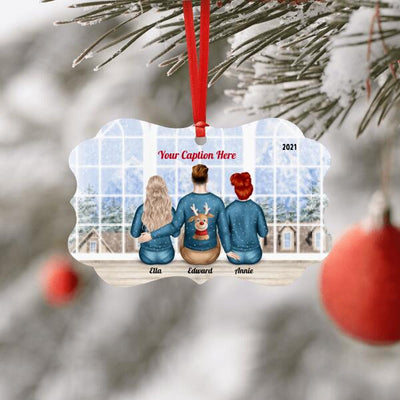 Personalised Christmas Jumpers Ornament - Siblings/ Friends 2 Female & 1 Male