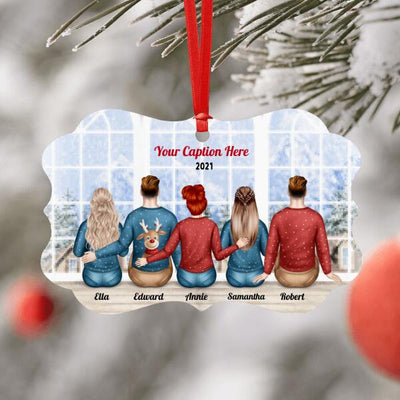 Personalised Christmas Jumpers Ornament - Siblings/ Friends 3 Female & 2 Male