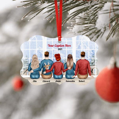Personalised Christmas Jumpers Ornament - Siblings/ Friends 3 Female & 2 Male