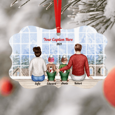 Personalised Christmas Jumpers Ornament - Parents & 2 Babies