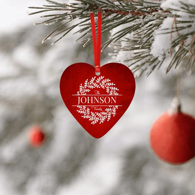 Personalised Christmas Heart Ornament - Family Name