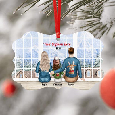 Personalised Christmas Jumpers Ornament - Parents With Child