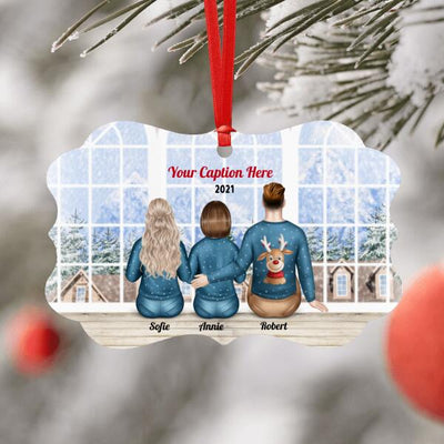Personalised Christmas Jumpers Ornament - Parents & Adult Daughter