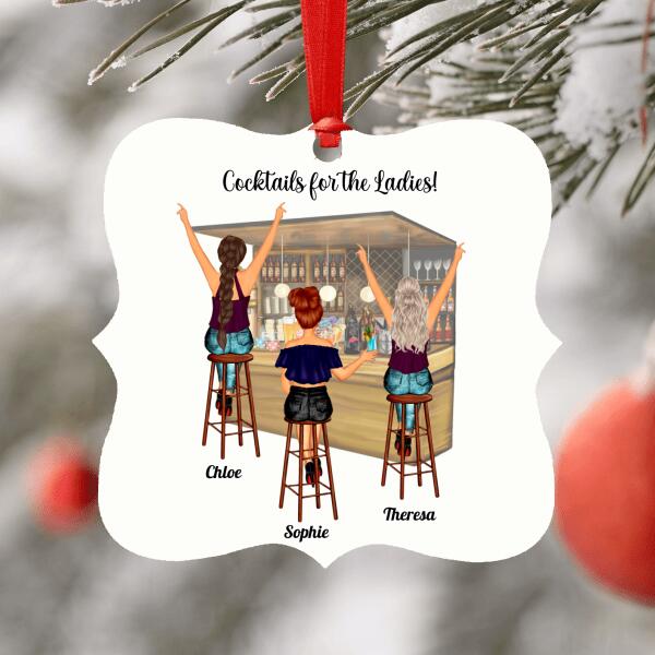 Personalised Ladies Night & Cocktails - Christmas Square Ornament
