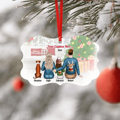 Personalised Christmas Family with Dog Ornament - Parents With Child