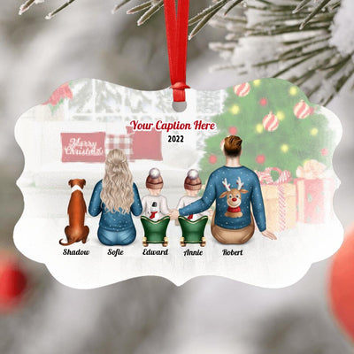 Personalised Christmas Family with Dog Ornament - Parents & 2 Babies