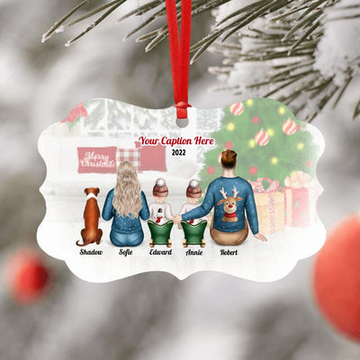 Personalised Christmas Family with Dog Ornament - Parents & 2 Babies