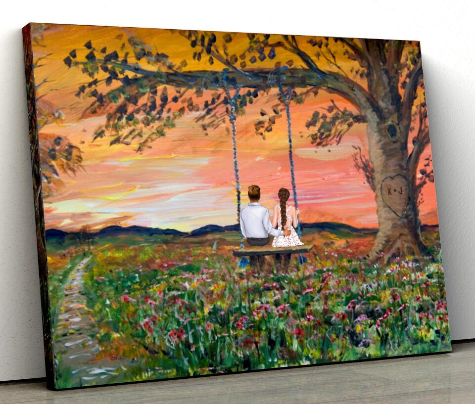 Swing in Wildflower Meadow - Printed Canvas of Painting by Seán McDermott