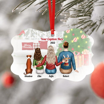 Personalised Christmas Family with Dog Ornament - Parents & Teenager
