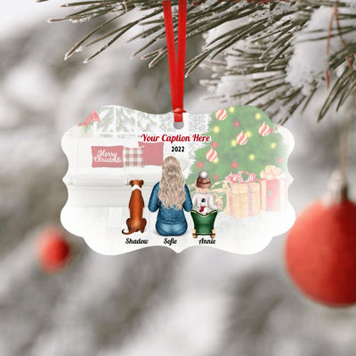 Personalised Christmas Family with Dog Ornament - Mother & Baby