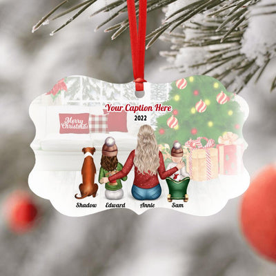 Personalised Christmas Family with Dog Ornament - Mother, Child & Baby