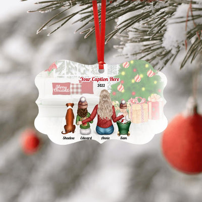 Personalised Christmas Family with Dog Ornament - Mother, Child & Baby