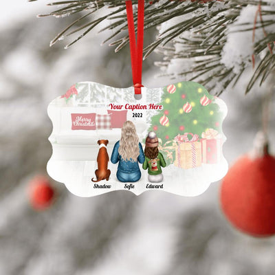 Personalised Christmas Family with Dog Ornament - Mother & Child