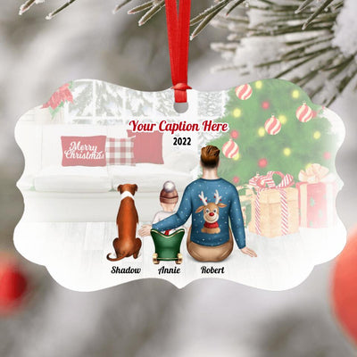Personalised Christmas Family with Dog Ornament - Father & Baby