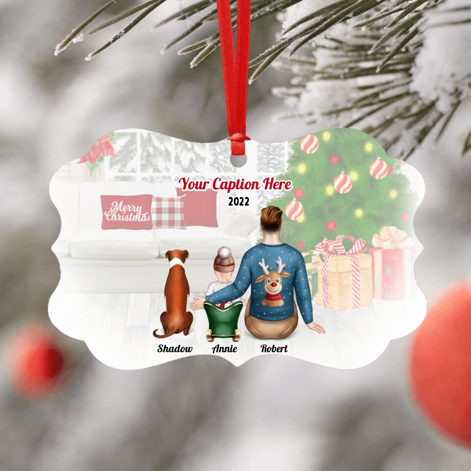 Personalised Christmas Family with Dog Ornament - Father & Baby