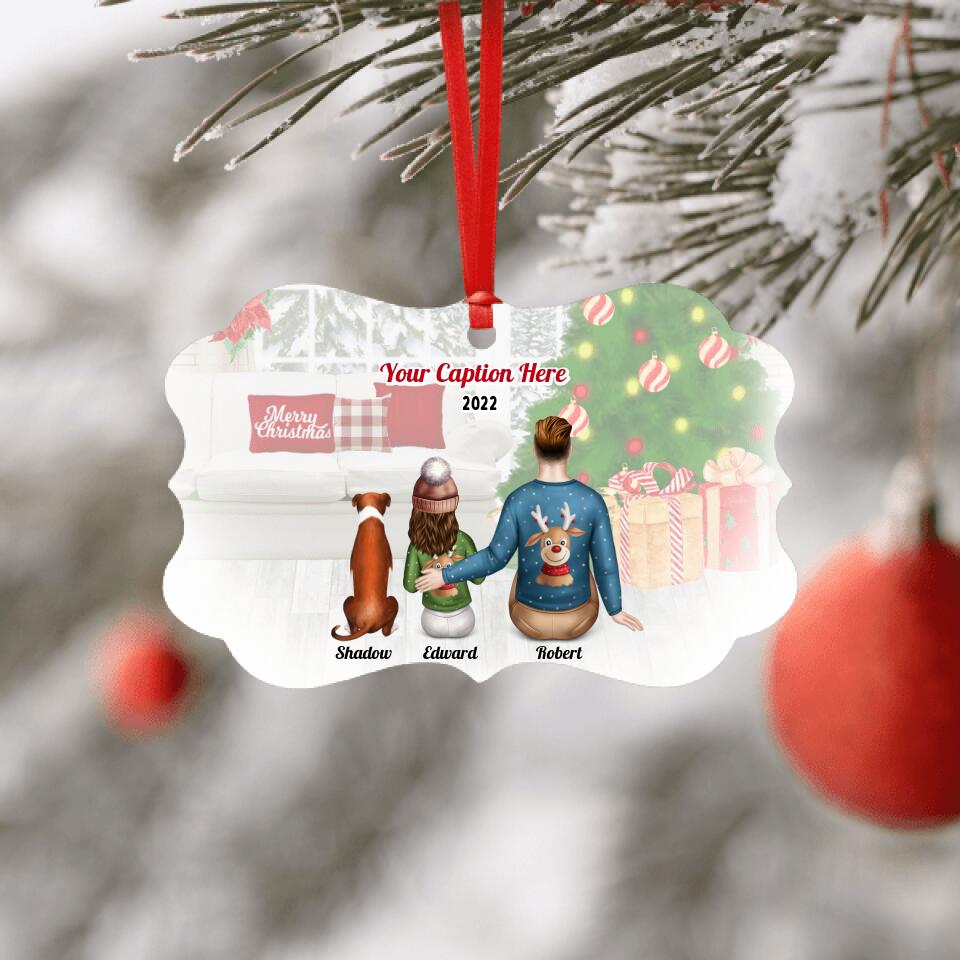 Personalised Christmas Family with Dog Ornament - Father & Child