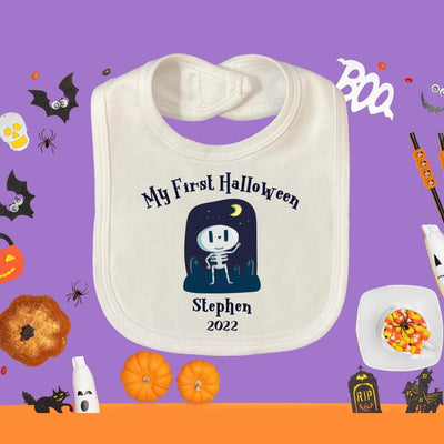 Personalised Baby Bib - My First Halloween - Spooky Characters