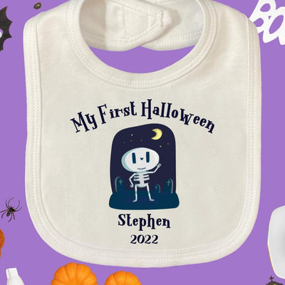 Personalised Baby Bib - My First Halloween - Spooky Characters