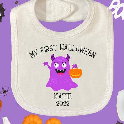 Personalised Baby Bib - My First Halloween - Little Monsters