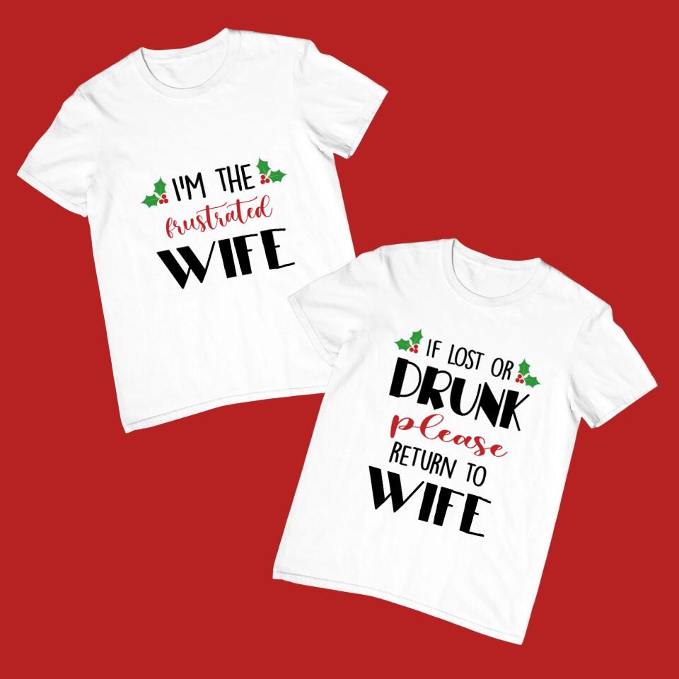 Personalised Christmas T-Shirts for Couples  - If Lost or Drunk