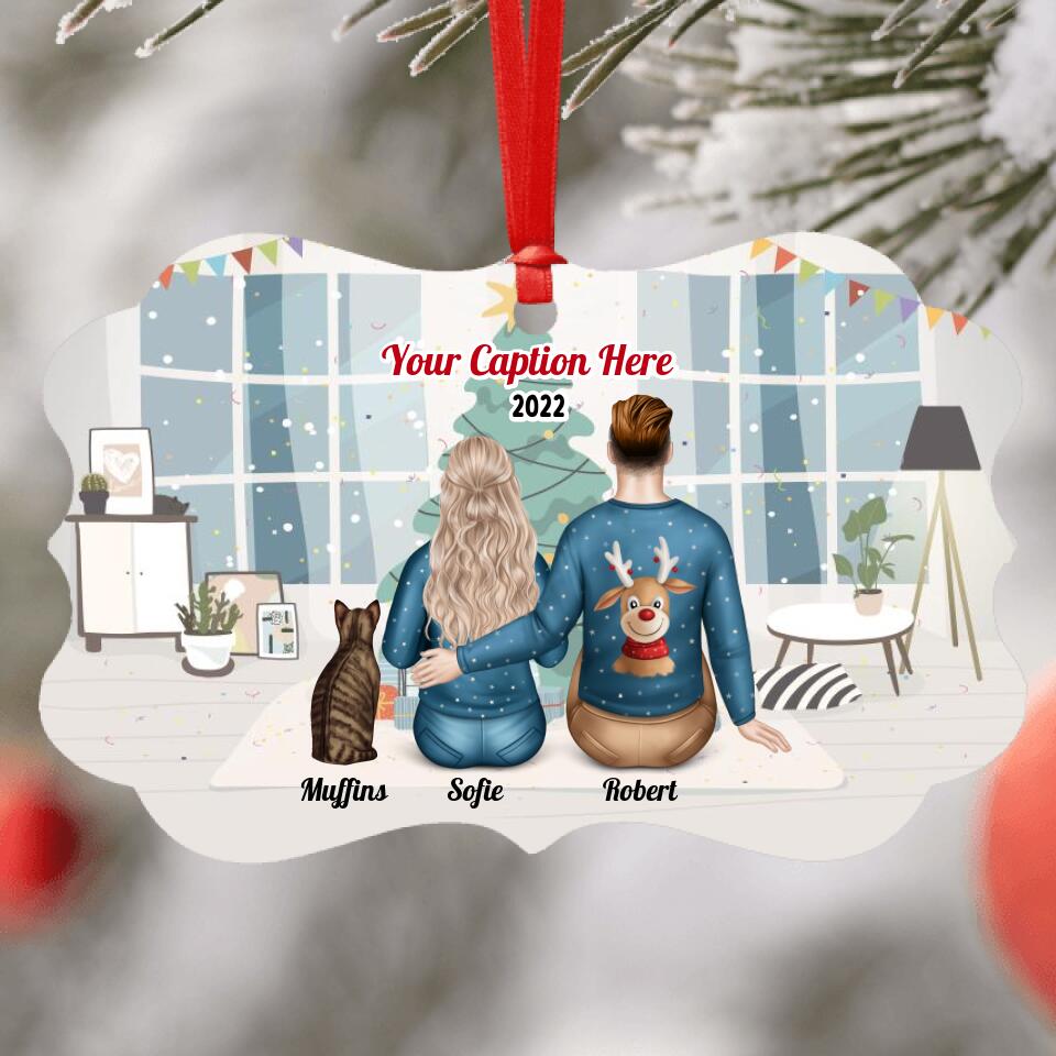 Personalised Christmas Family with Cat - Choose Your Family Size